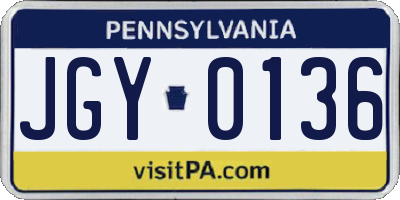 PA license plate JGY0136