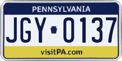 PA license plate JGY0137