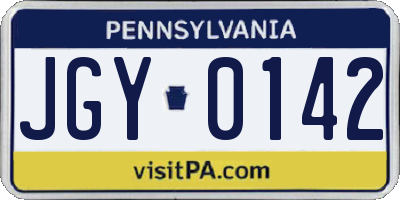 PA license plate JGY0142