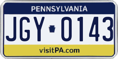 PA license plate JGY0143