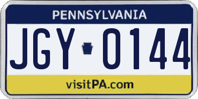 PA license plate JGY0144