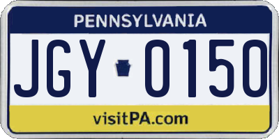 PA license plate JGY0150