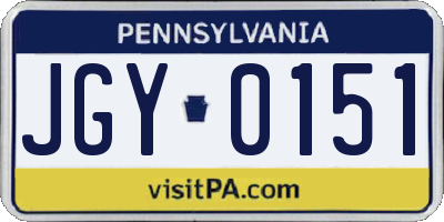 PA license plate JGY0151