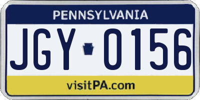 PA license plate JGY0156
