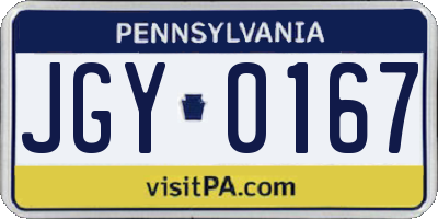 PA license plate JGY0167