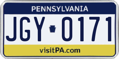 PA license plate JGY0171
