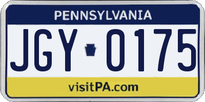 PA license plate JGY0175