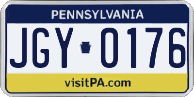 PA license plate JGY0176