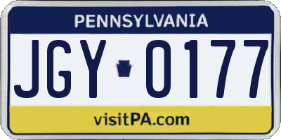 PA license plate JGY0177