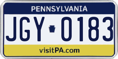 PA license plate JGY0183