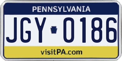 PA license plate JGY0186