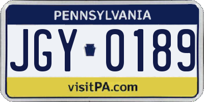 PA license plate JGY0189