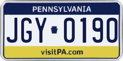 PA license plate JGY0190