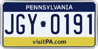 PA license plate JGY0191