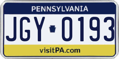 PA license plate JGY0193