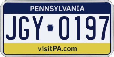 PA license plate JGY0197