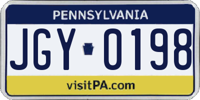 PA license plate JGY0198