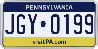 PA license plate JGY0199