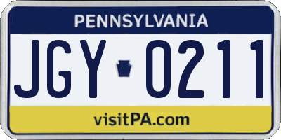 PA license plate JGY0211