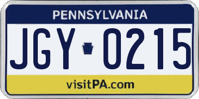 PA license plate JGY0215