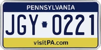 PA license plate JGY0221