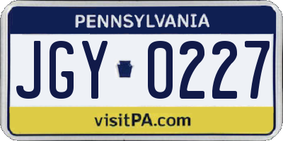 PA license plate JGY0227