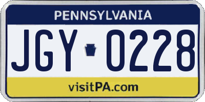 PA license plate JGY0228
