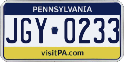 PA license plate JGY0233
