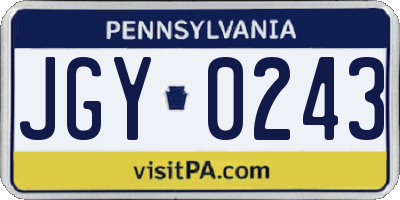 PA license plate JGY0243