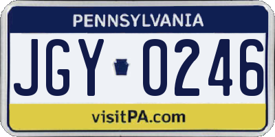 PA license plate JGY0246