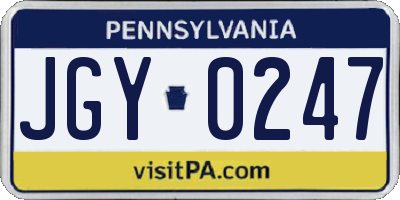 PA license plate JGY0247