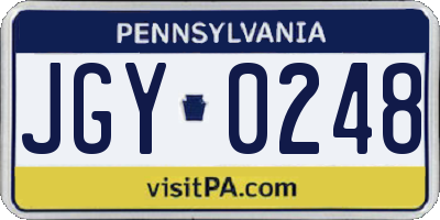PA license plate JGY0248
