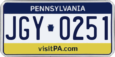 PA license plate JGY0251