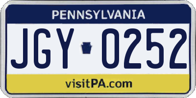 PA license plate JGY0252
