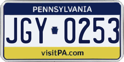 PA license plate JGY0253