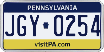 PA license plate JGY0254