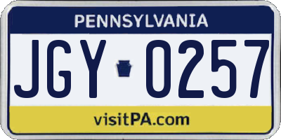 PA license plate JGY0257