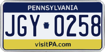 PA license plate JGY0258