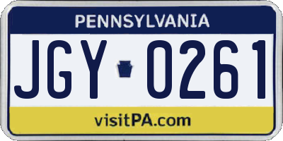 PA license plate JGY0261