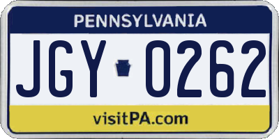 PA license plate JGY0262