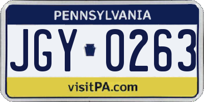 PA license plate JGY0263