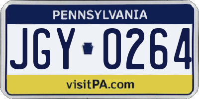 PA license plate JGY0264