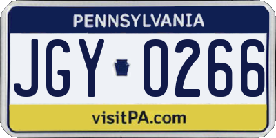 PA license plate JGY0266