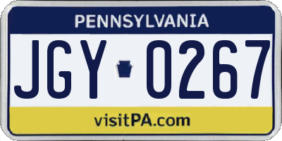 PA license plate JGY0267