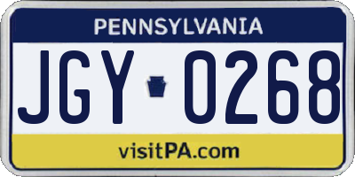 PA license plate JGY0268