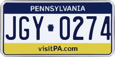 PA license plate JGY0274