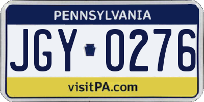 PA license plate JGY0276