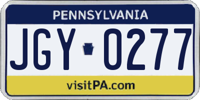 PA license plate JGY0277
