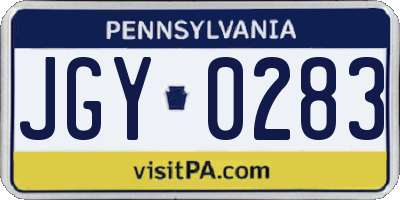 PA license plate JGY0283
