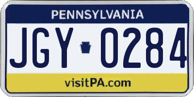 PA license plate JGY0284